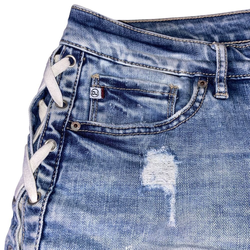 Dear John Distressed‎ Denim Shorts Lace-Up Side Detail Heart of the City Size 28 - Picture 10 of 10